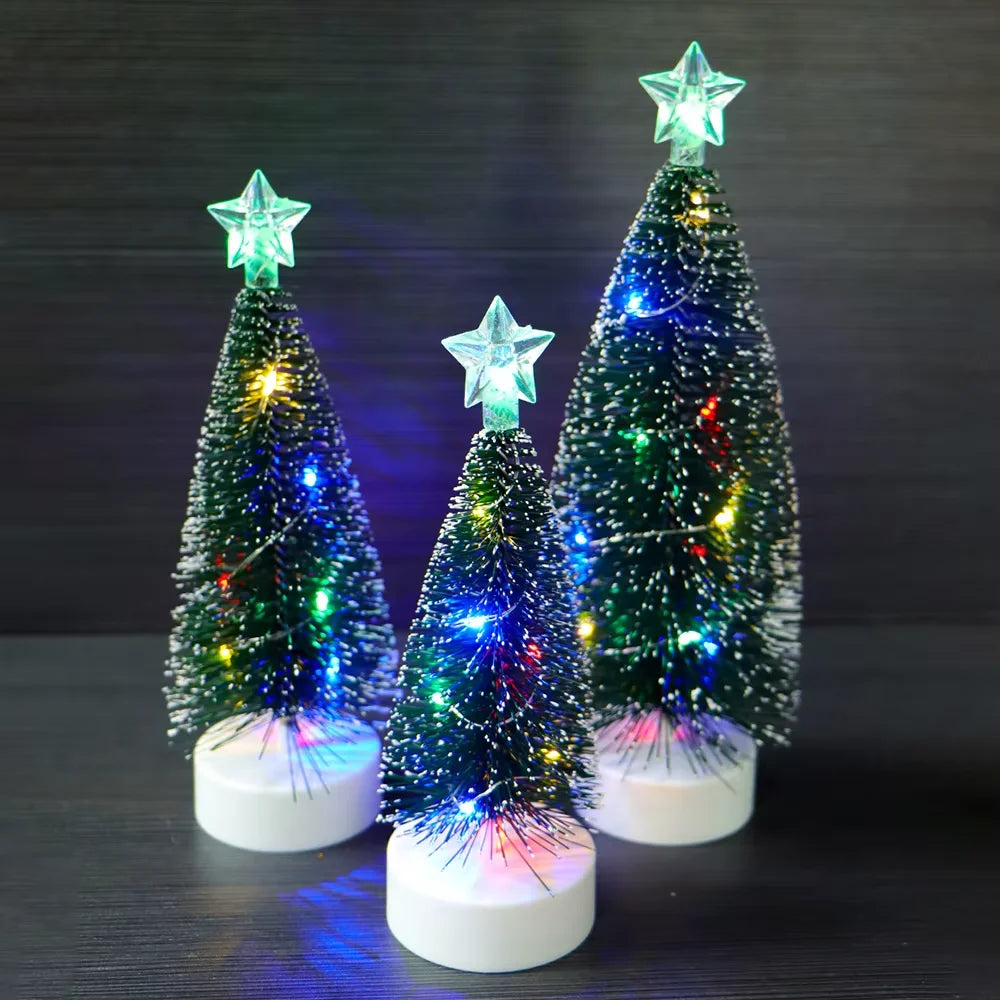 Luminous Mini Christmas Trees LED Lights Home Decoration Electronic Candles Childrens Gifts New Year Christmas Party Ornament