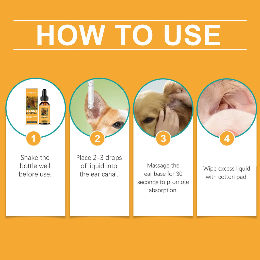 Dog Ear Care Drops Relieve Itching Dandruff Reduce Odor Anti-Fungals Earwax Remover No Irritating Pet Ear Cleaner Liquid 60ml