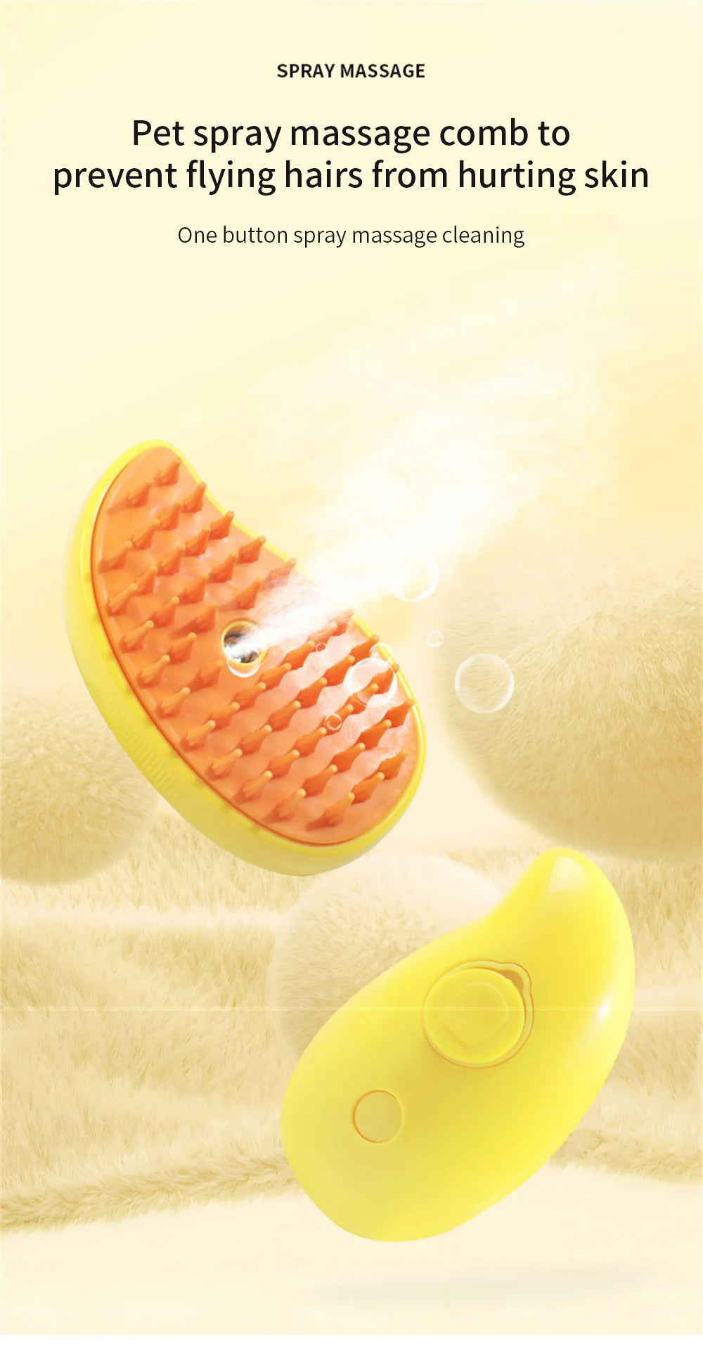 Cat Dog Steamy Brush Water Steam Spray Pet Comb 3 in 1 Electric Sprayer Hair Removal Bath Massage Brushes Cat Grooming Supplies