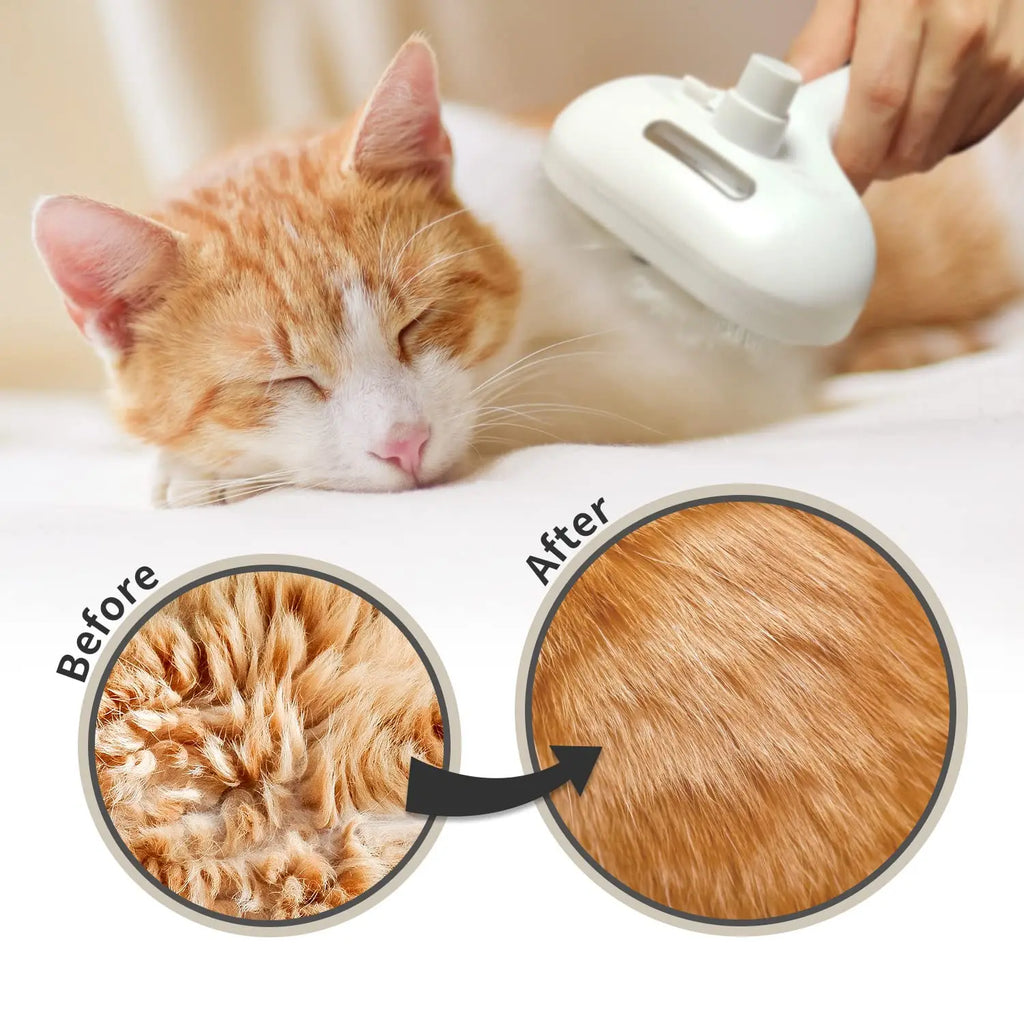 Steam Cat Brush Self-Cleaning Grooming Tool with Steam Spray Remove Floating Hair for Cats Dogs Pet Grooming Supplies Hair Care